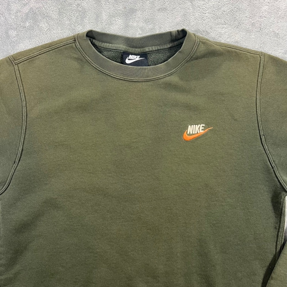 NIKE Crewneck Sweatshirt Mens‎ Small Olive Green Embroidered Logo FA180407STY